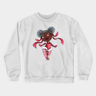 Cute Christmas chibi girl with natural hair Crewneck Sweatshirt